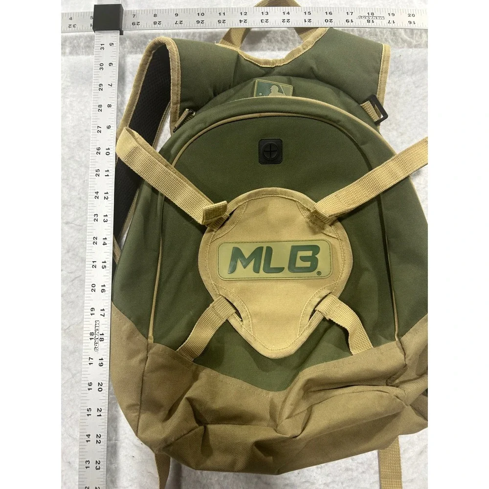 MLB Major League Baseball Backpack Olive Green Tan Sports Bag with Helmet Flap